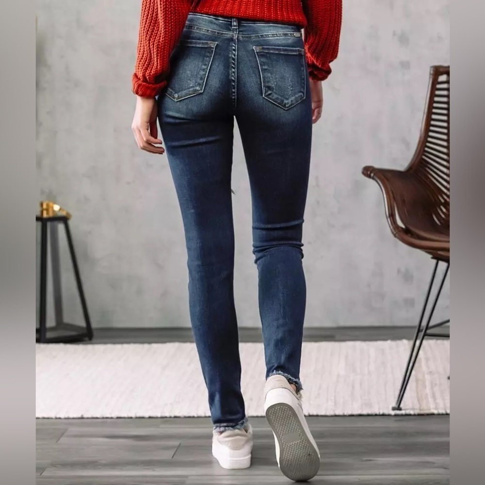 Women’s KANKAN Mid Rise Distressed Skinny stretch jeans- Size 25 - Picture 2 of 11
